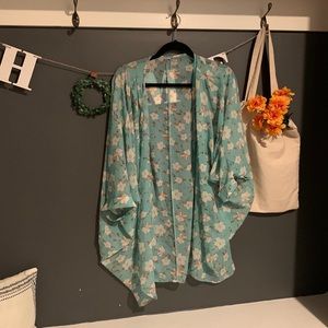 Semi sheer teal cardigan. Size XL